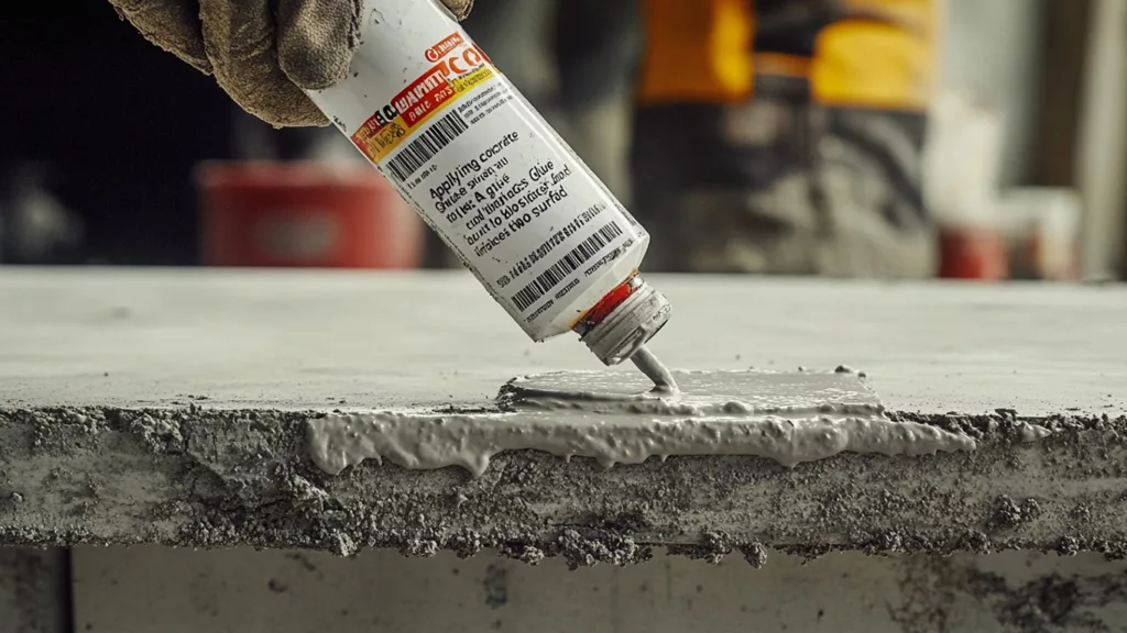 Applying concrete glue to bond two surfaces