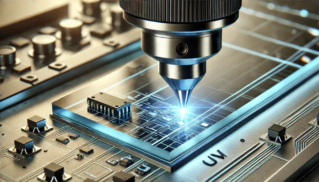 UV light exposure curing adhesive on bonded surfaces